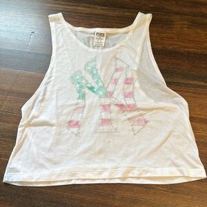NYY New York Yankees Faded American Flag Cropped Top